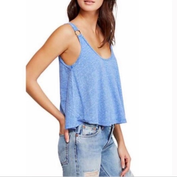Free People We The Free Carly Scoop Neck Cobalt Blue Tank Top Women’s Size Large - Picture 1 of 9